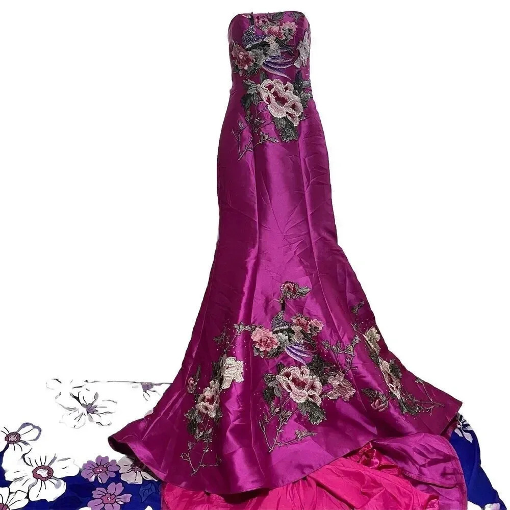 Grace Planning Wedding Dress Formalwear Wedding Birds Floral Embroidered L New
